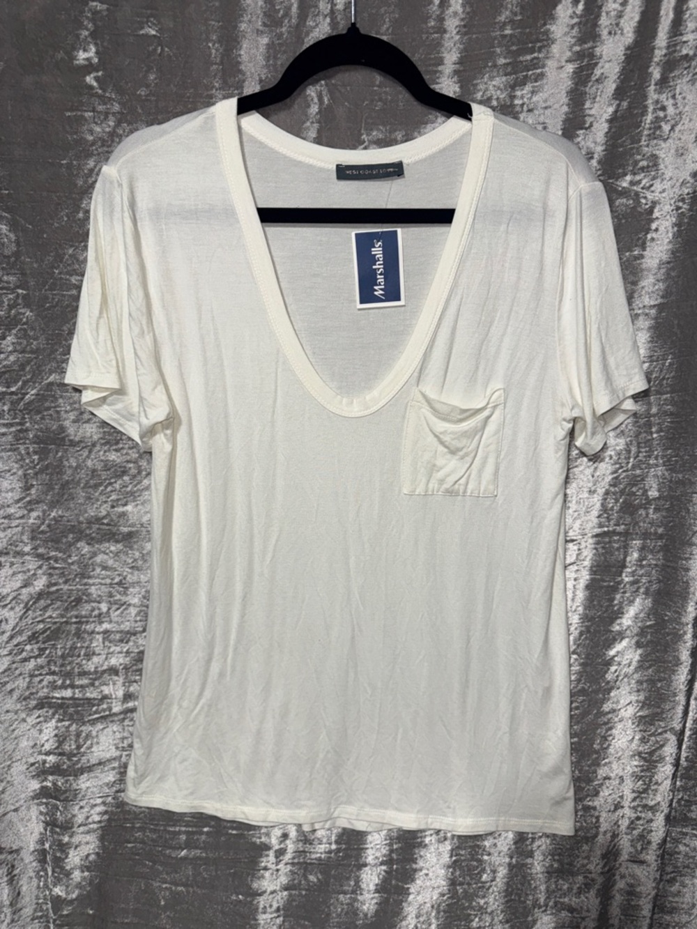 Modern Scoop Pocket Tee in White by Velvet Heart